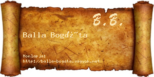 Balla Bogáta névjegykártya